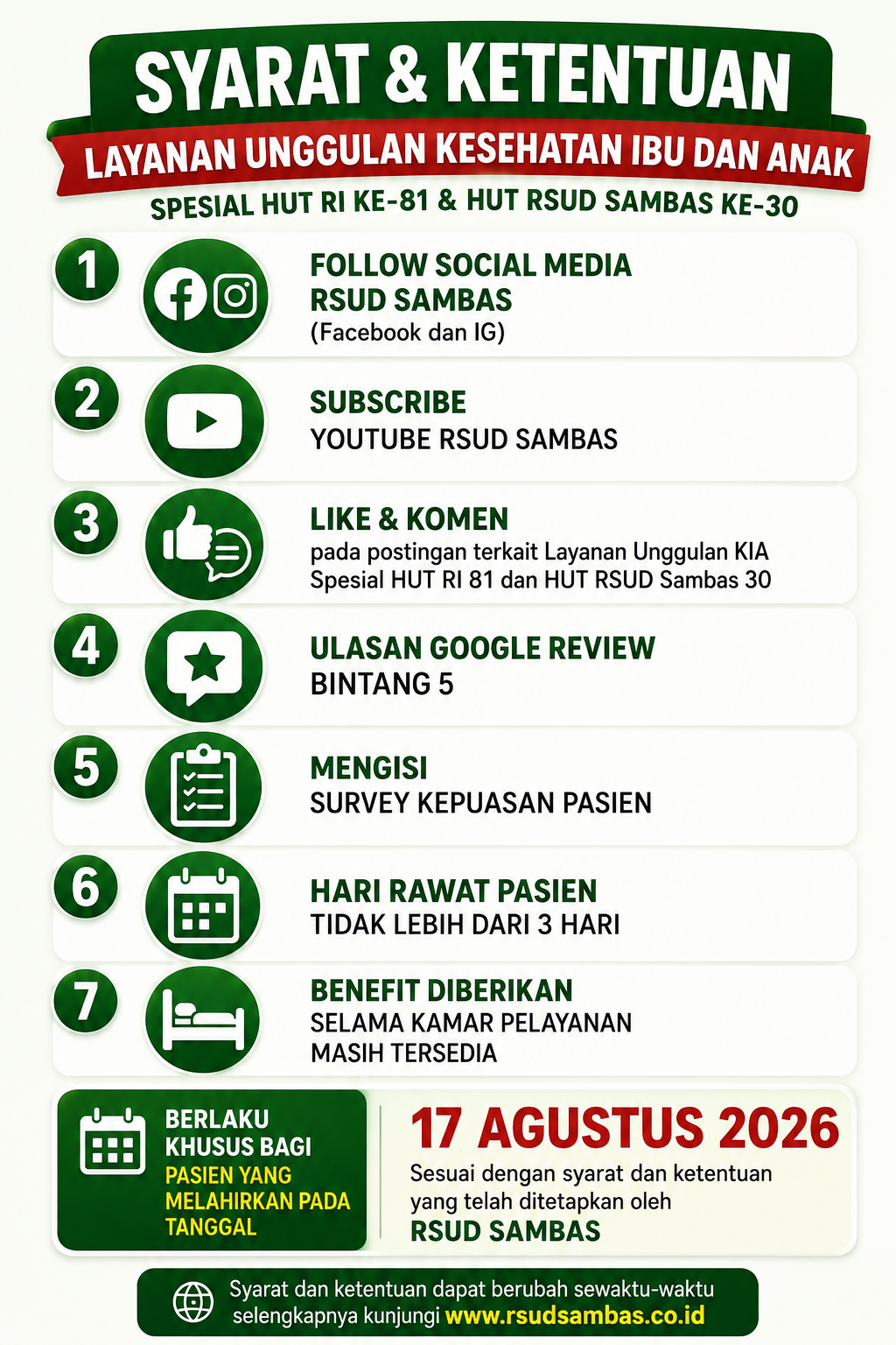 Layanan Unggulan Kesehatan Ibu dan Anak Spesial HUT RI ke-81 dan HUT RSUD Sambas ke-30